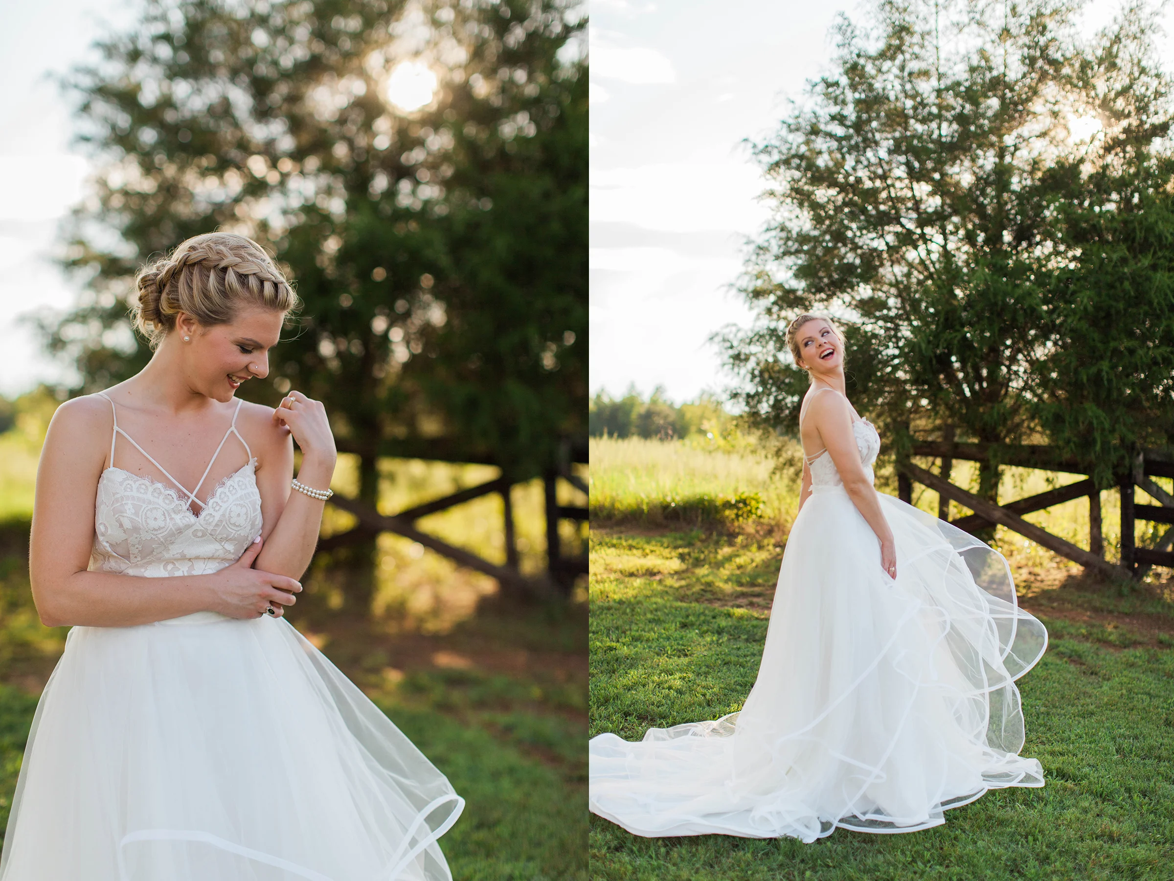 Beautiful bride in wedding dress at Ellery Farms