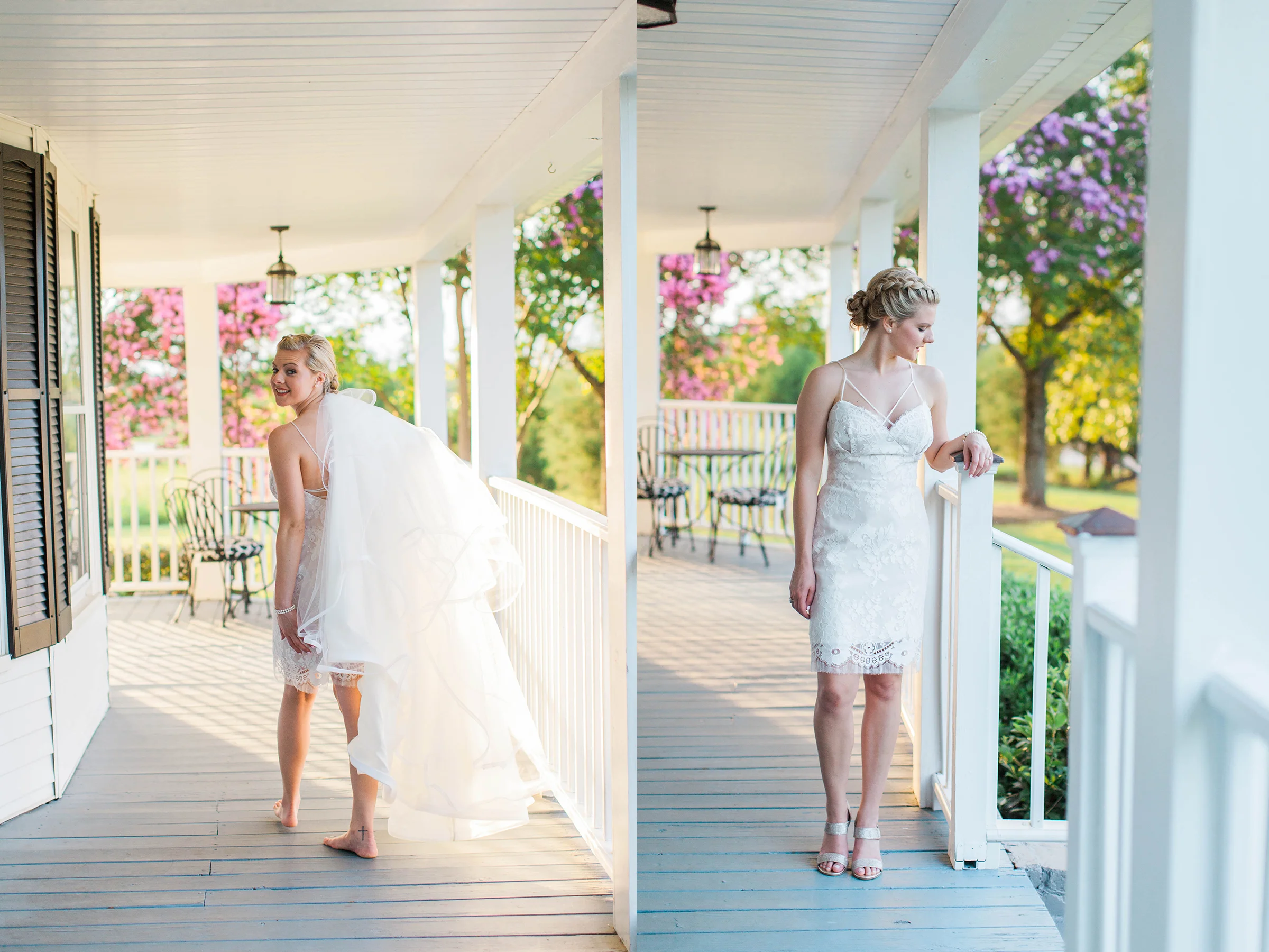 Beautiful bride in wedding dress at Ellery Farms