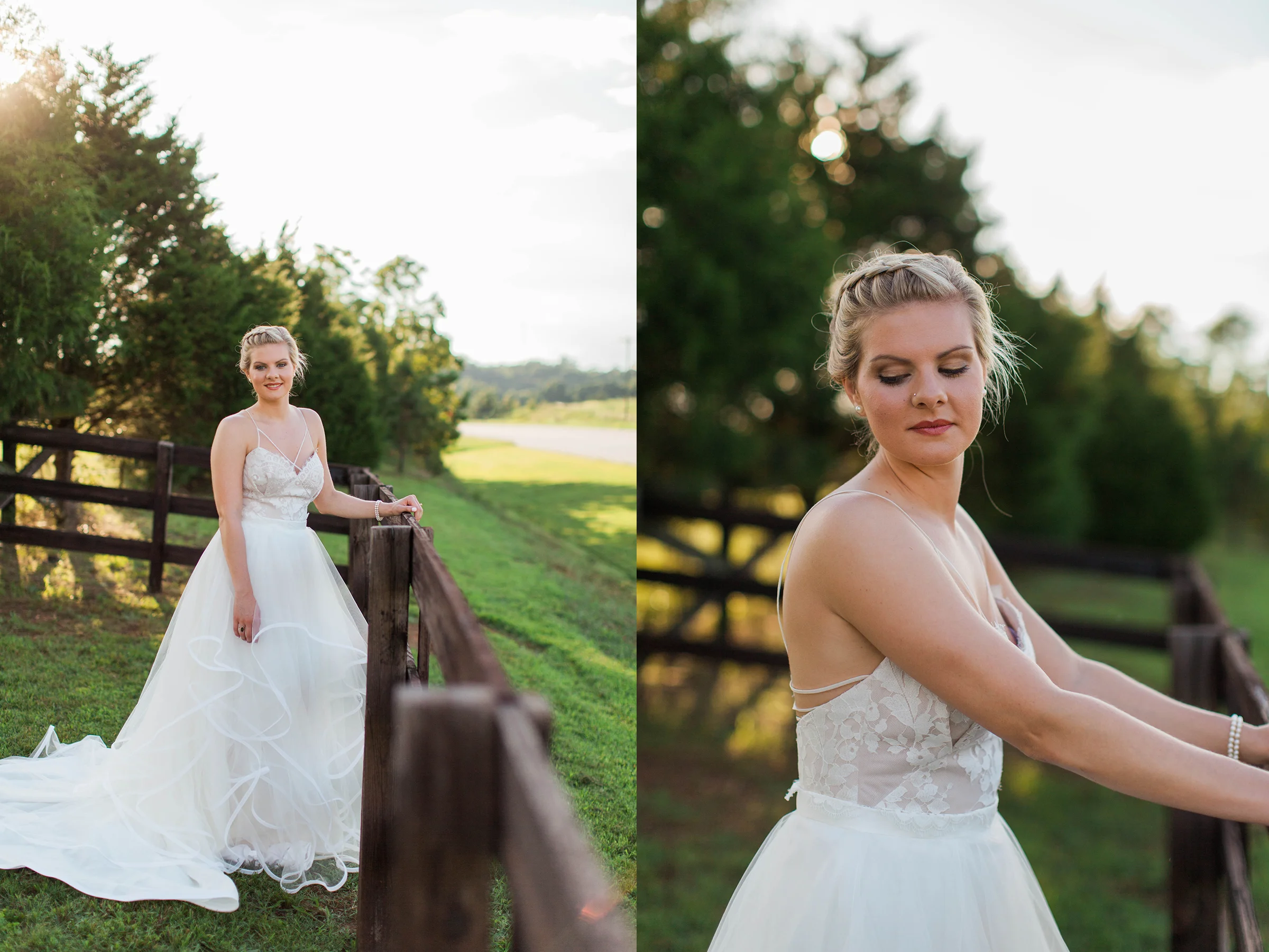 Beautiful bride in wedding dress at Ellery Farms