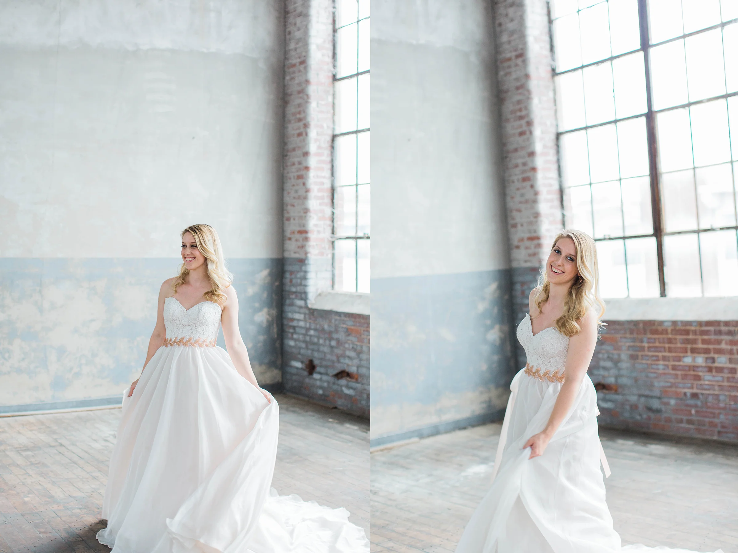 Beautiful bride in wedding dress at Taylors Mill