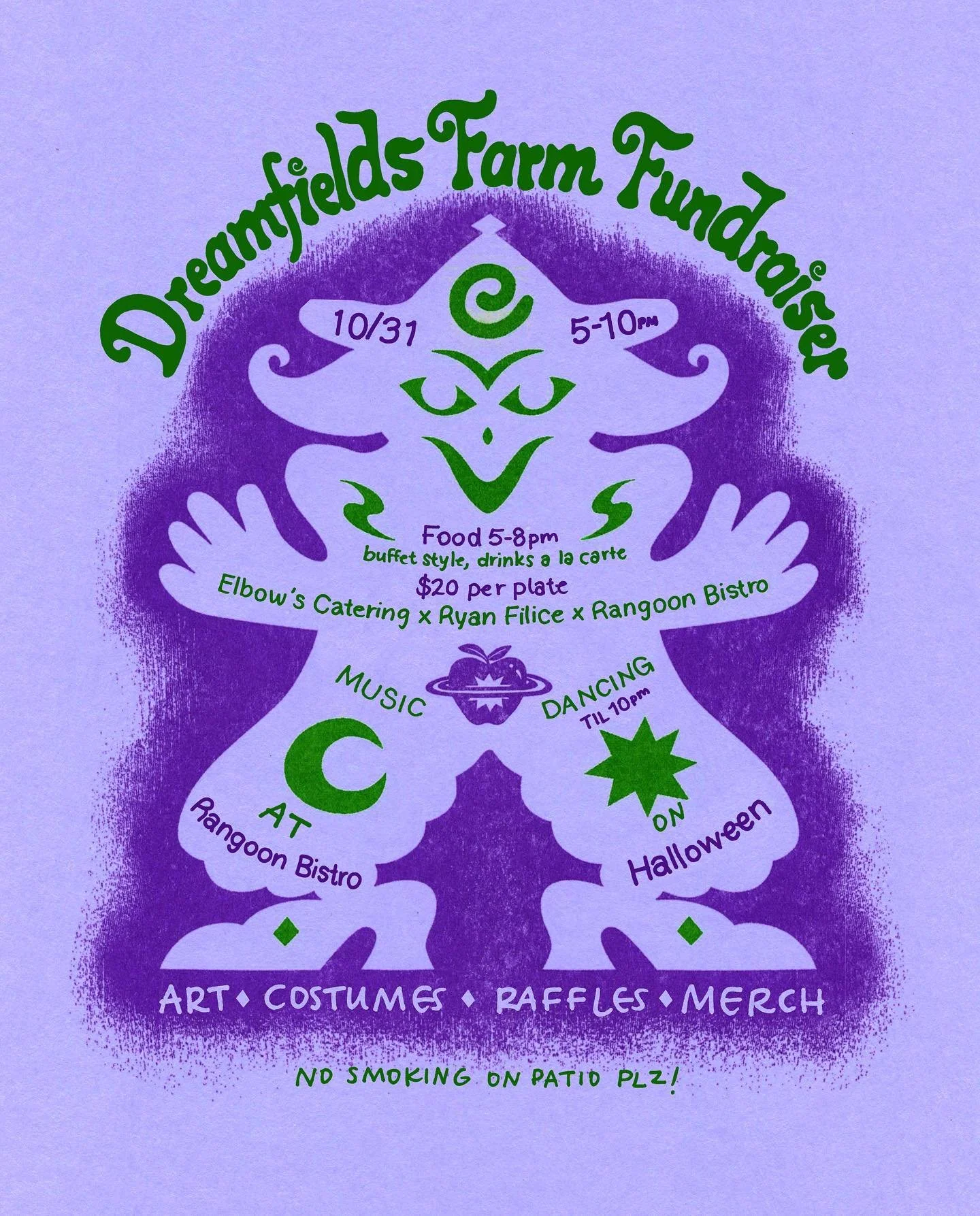 Dreamfields Farm Fundraiser 
🎃 🎃🎃🎃🎃🎃🎃 🎃 🎃🎃🎃🎃🎃🎃🎃🎃
Come join us on Halloween night at @rangoonbistro to raise some money for @dreamfieldsfarm 🍎
Event will be from 5-10pm
Food, 5-8pm from @elbowscatering @skassfeliche and @rangoonbistro