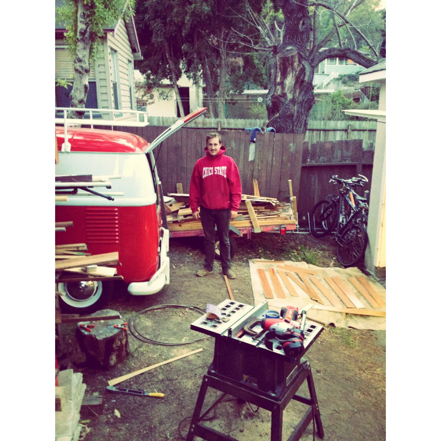 John reppin his alma mater doing WORK. The man was raised on a table saw.