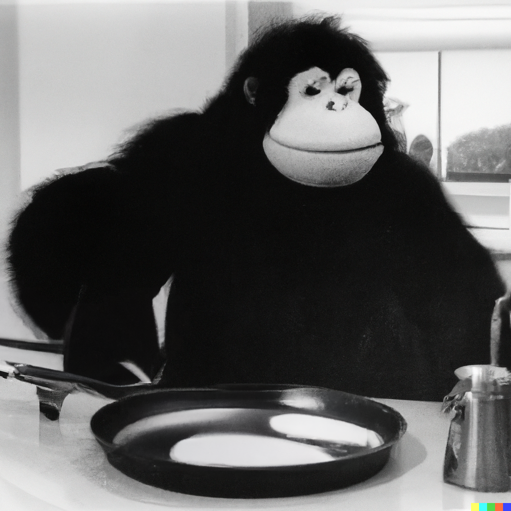 DALL·E 2022-11-14 11.04.30 - analog film, sesame street, a gorilla holding a spatula and making a big stack of pancakes.png