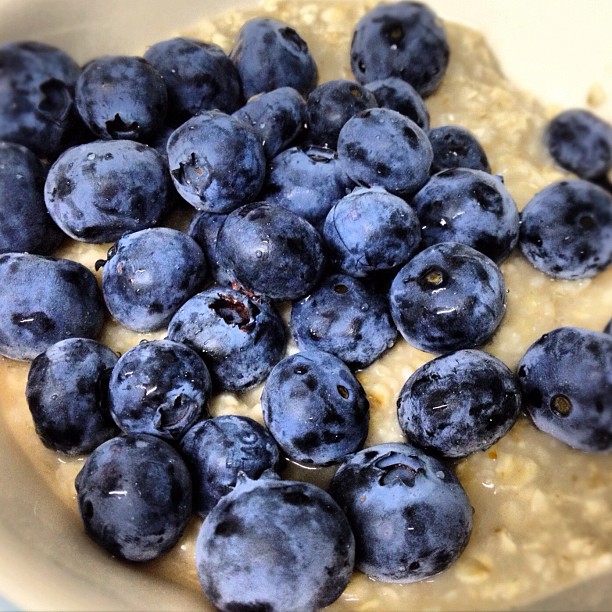Blueberry oatmeal. 
If I could eat breakfast all day I would. If I could pick blueberries every morning for breakfast I would!