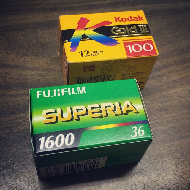 Which to load next? They&#8217;re both expired. #kodakgold100 #1999 #superia1600 #2014 #neatfind #slo #decisionsdecisions #ineedarefridgerator #fuji #kodak #film #filmisnotdead