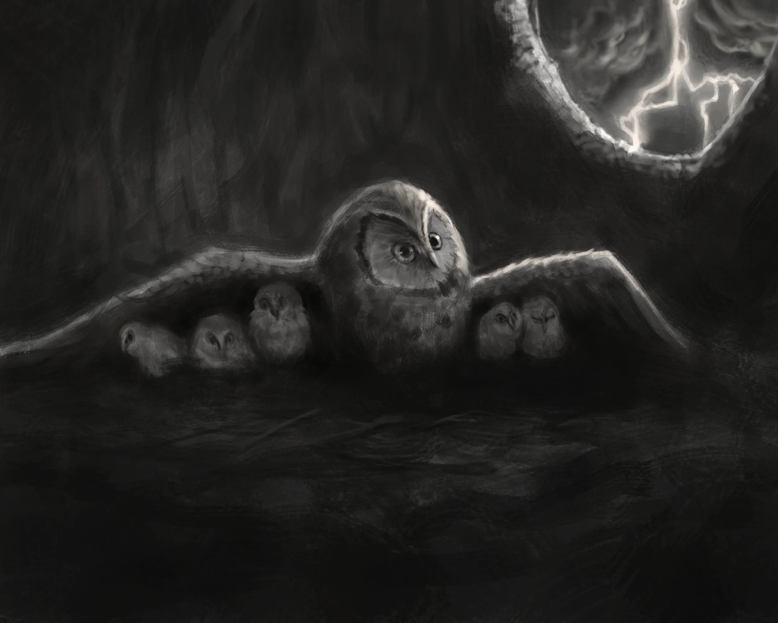  3-4 hour concept sketch, just figuring out an idea I might paint in oils later. 