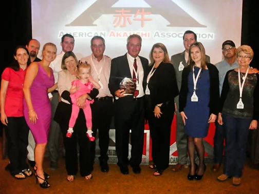 Selected as the first recipients of the american akaushi association "Legacy award" were the ronald and joan beeman family. 