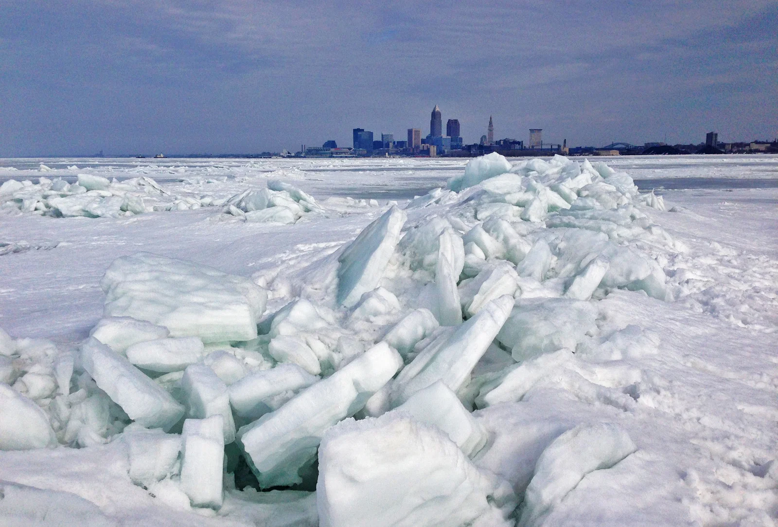 The view of Cleveland from Lake Erie on March 9, 2015