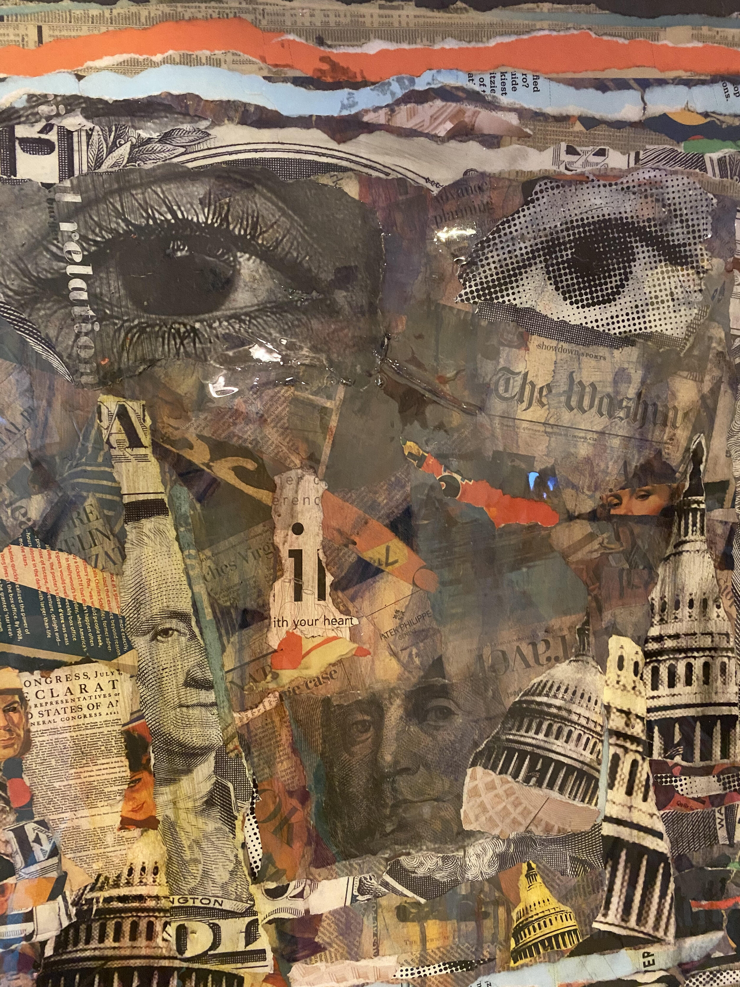 DETAIL TRANSPARENCY. MIXED MEDIA ON CANVAS, 40”X30”, 2016