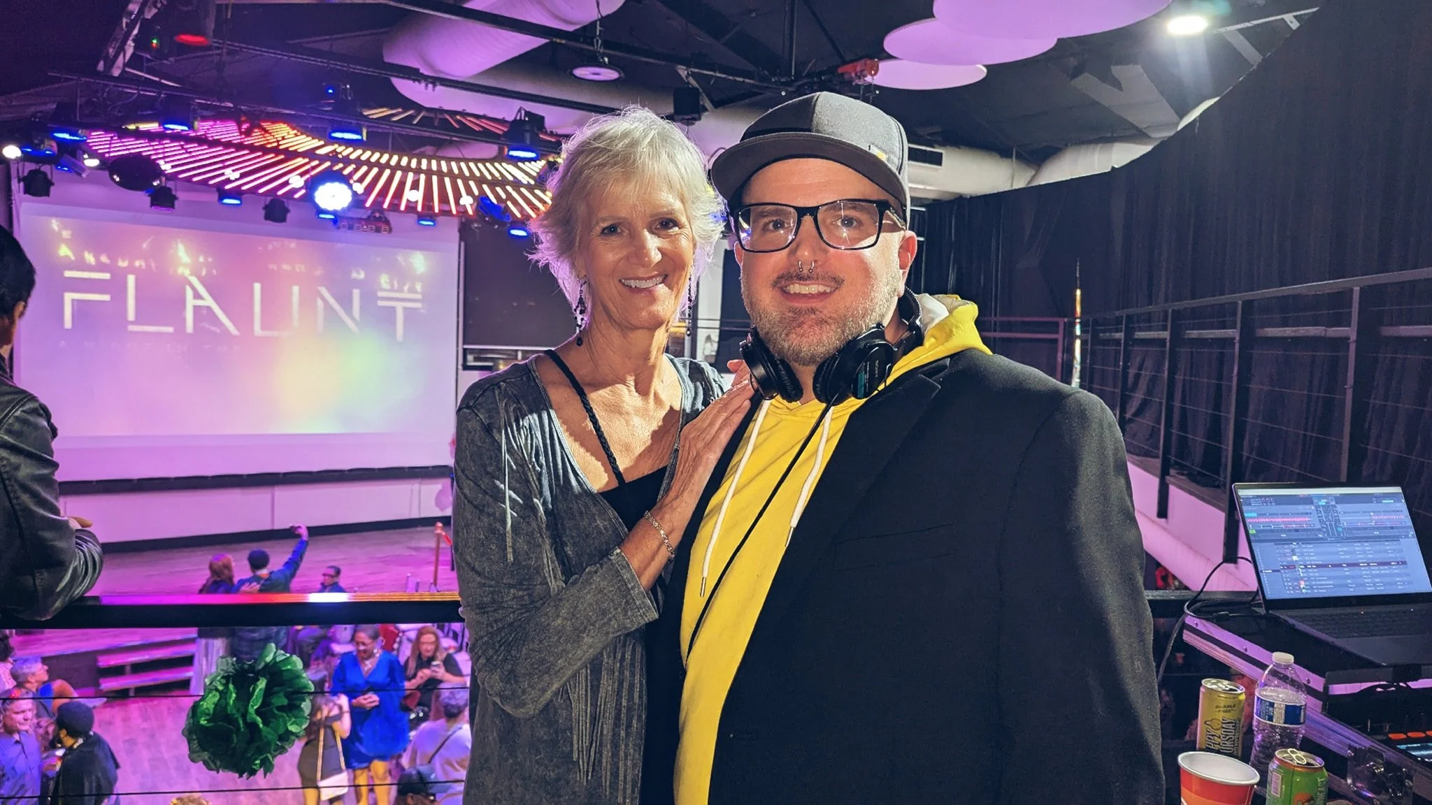 The DJ booth always has the best views, especially with my mom!