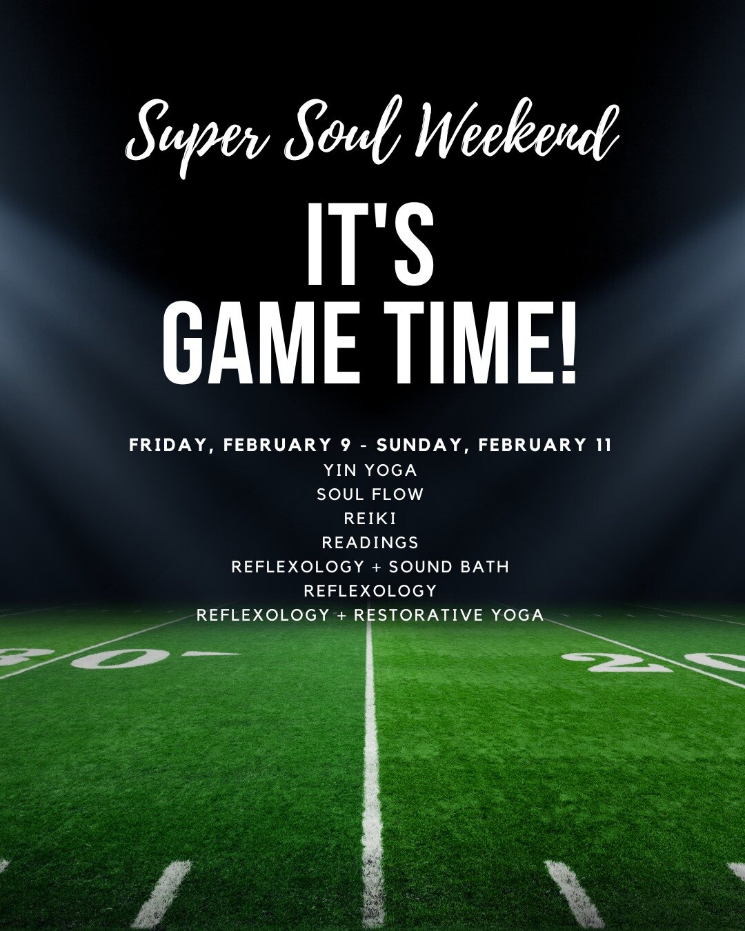🌟 Super Soul Weekend: February 9-11! 🌈

Get ready for a transformative weekend that nourishes your mind, body, and spirit! Join us for Super Soul Weekend, where positive vibes, rejuvenation, and self-discovery take center stage. Here's the incredib