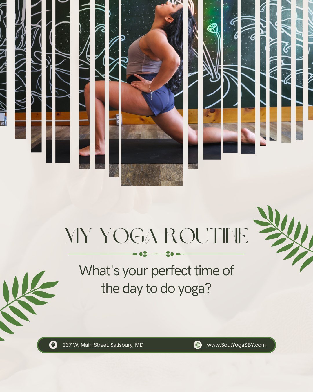 🌿✨ WHEN DO YOU GET ON YOUR MAT? ✨🌿

Some of us love a sunrise stretch&hellip; others swear by an evening unwind.
And here&rsquo;s the beautiful part: yoga isn&rsquo;t just the poses.
It&rsquo;s the breath you take before a tough conversation,
the p