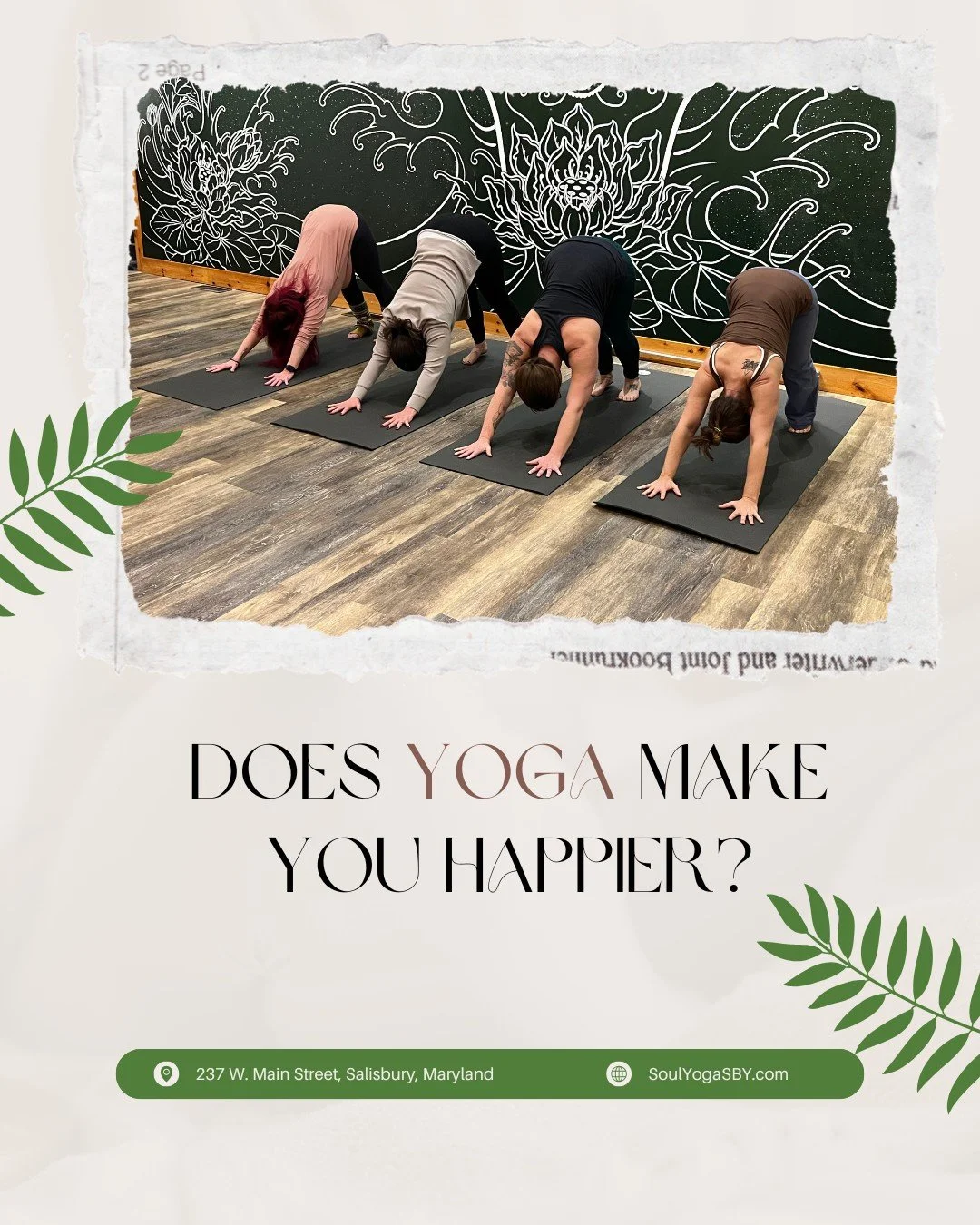 Does yoga make you happier?

Not because every class is easy.
Not because you suddenly stop having hard days.

But because, little by little, yoga gives you tools.

Tools to breathe when life feels overwhelming.
Tools to slow down when everything fee