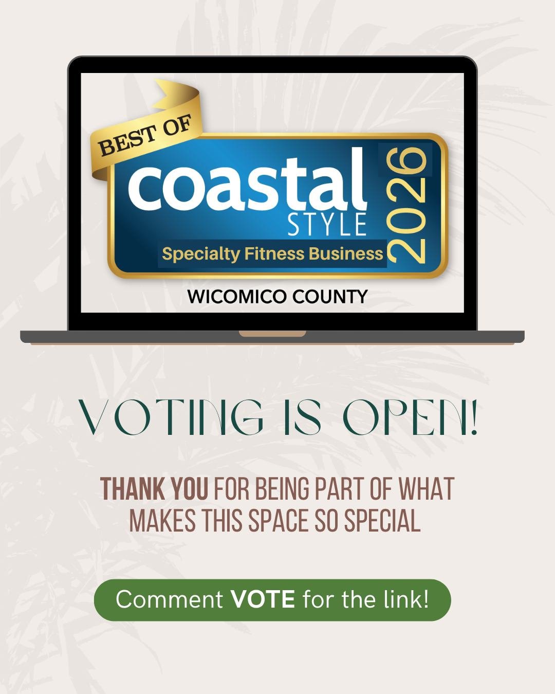 Soul Yoga has been nominated for
Best of Wicomico County &mdash; Specialty Fitness Business 🎉

We&rsquo;re incredibly honored to be recognized by Coastal Style's Best of Wicomico County&mdash;and it&rsquo;s all because of this amazing community.

If