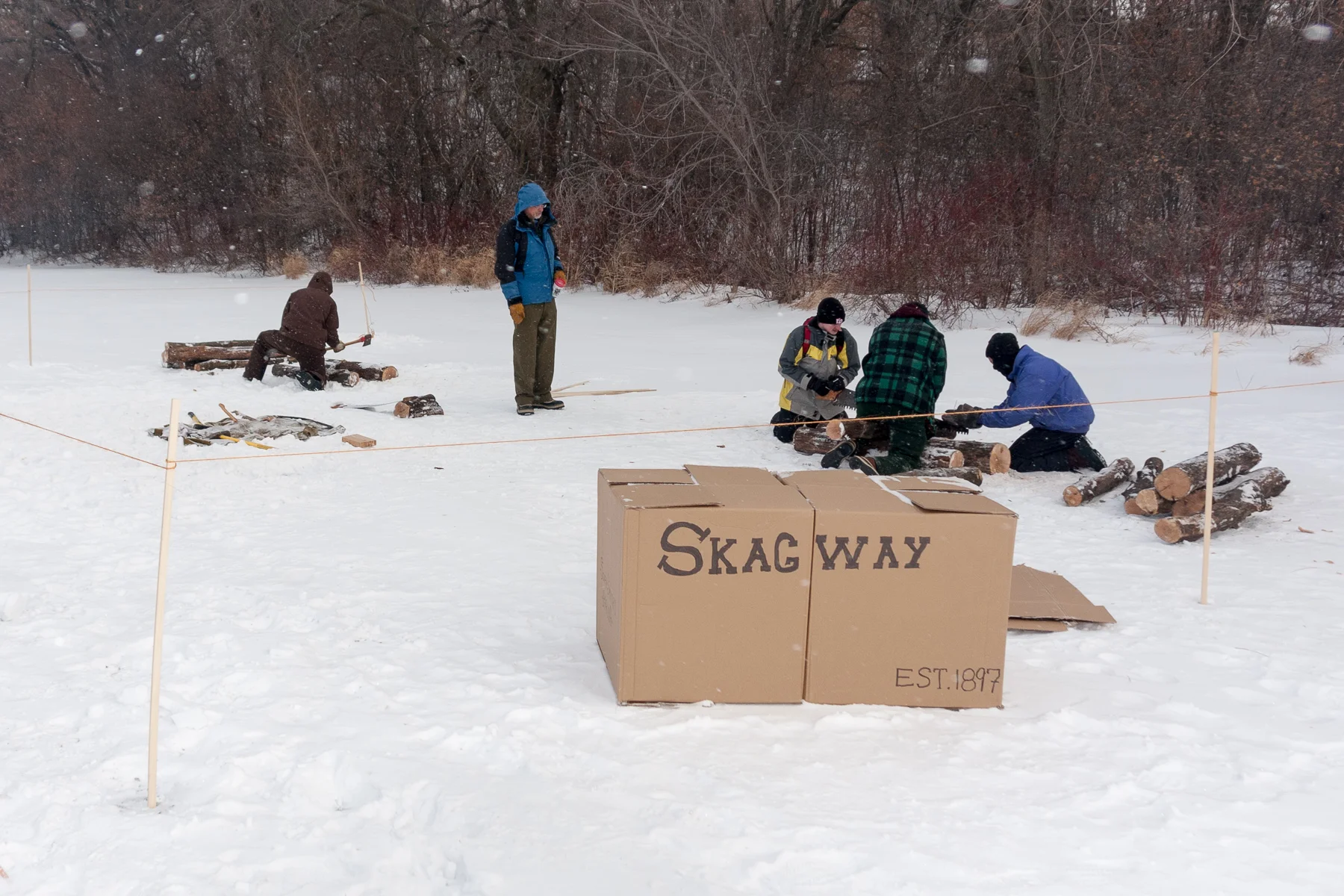 Skagway was originally founded in 1897. Wood cutting was done February 21, 2015.