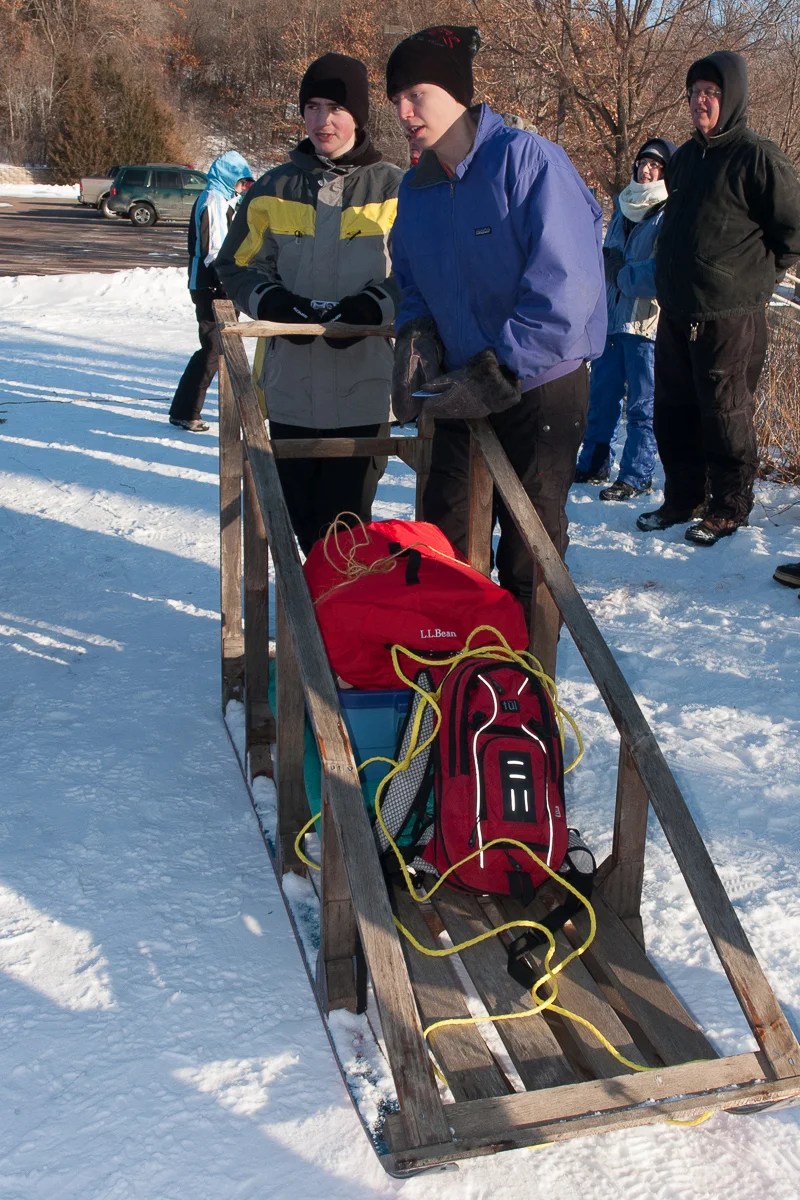 A successful day for Troop 370- Erik C and Erik J win both the sled race and the most nuggets from the day's activities. Outstanding!