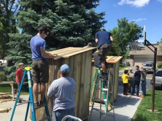 Working on the roof.