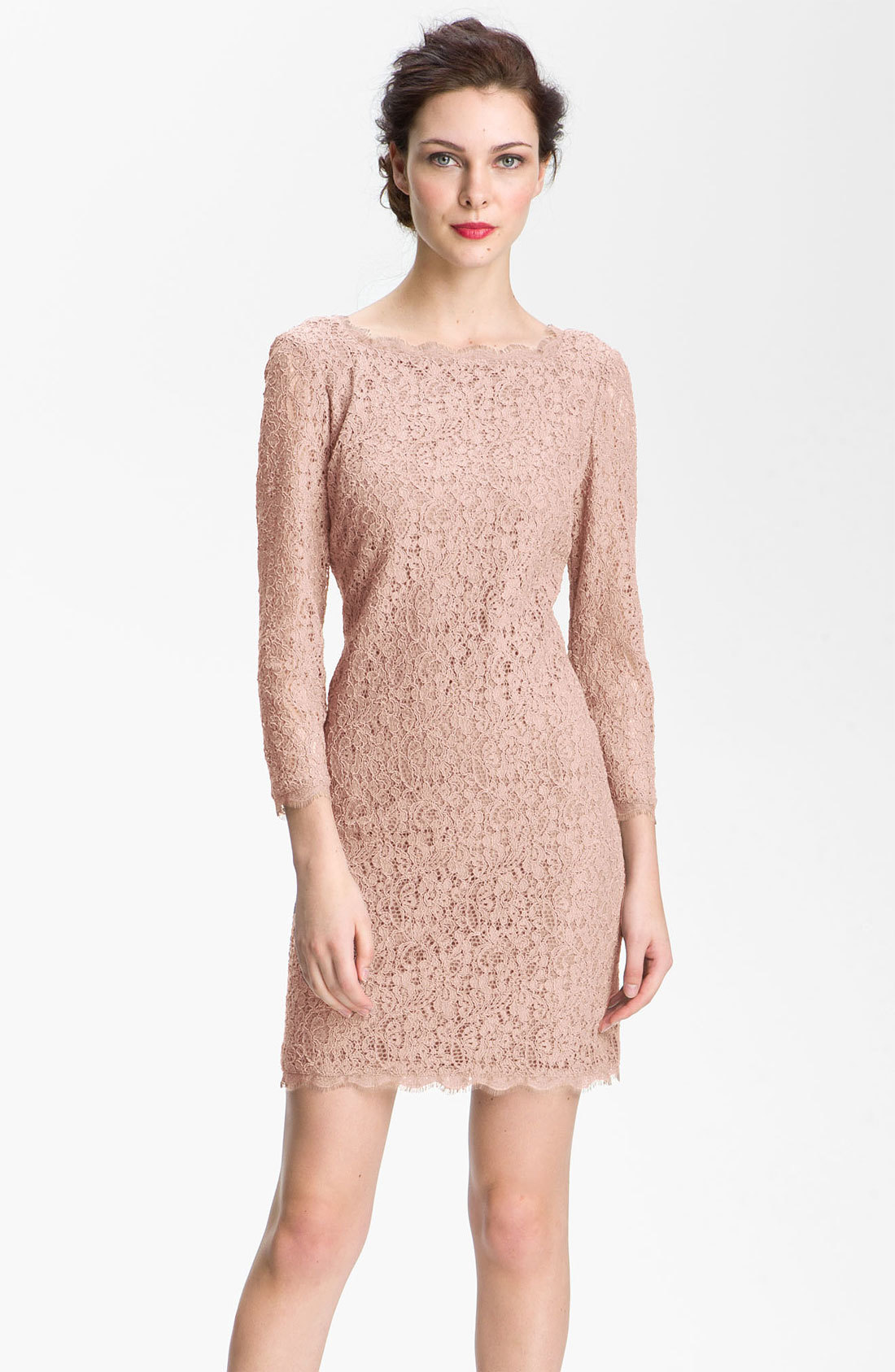   Adrianna Papell Blush Lace Dress  