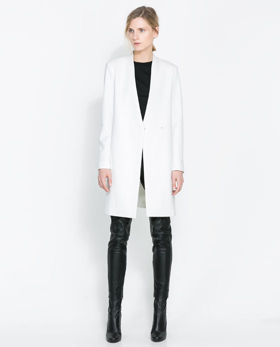   Zara White Double Breasted Coat  