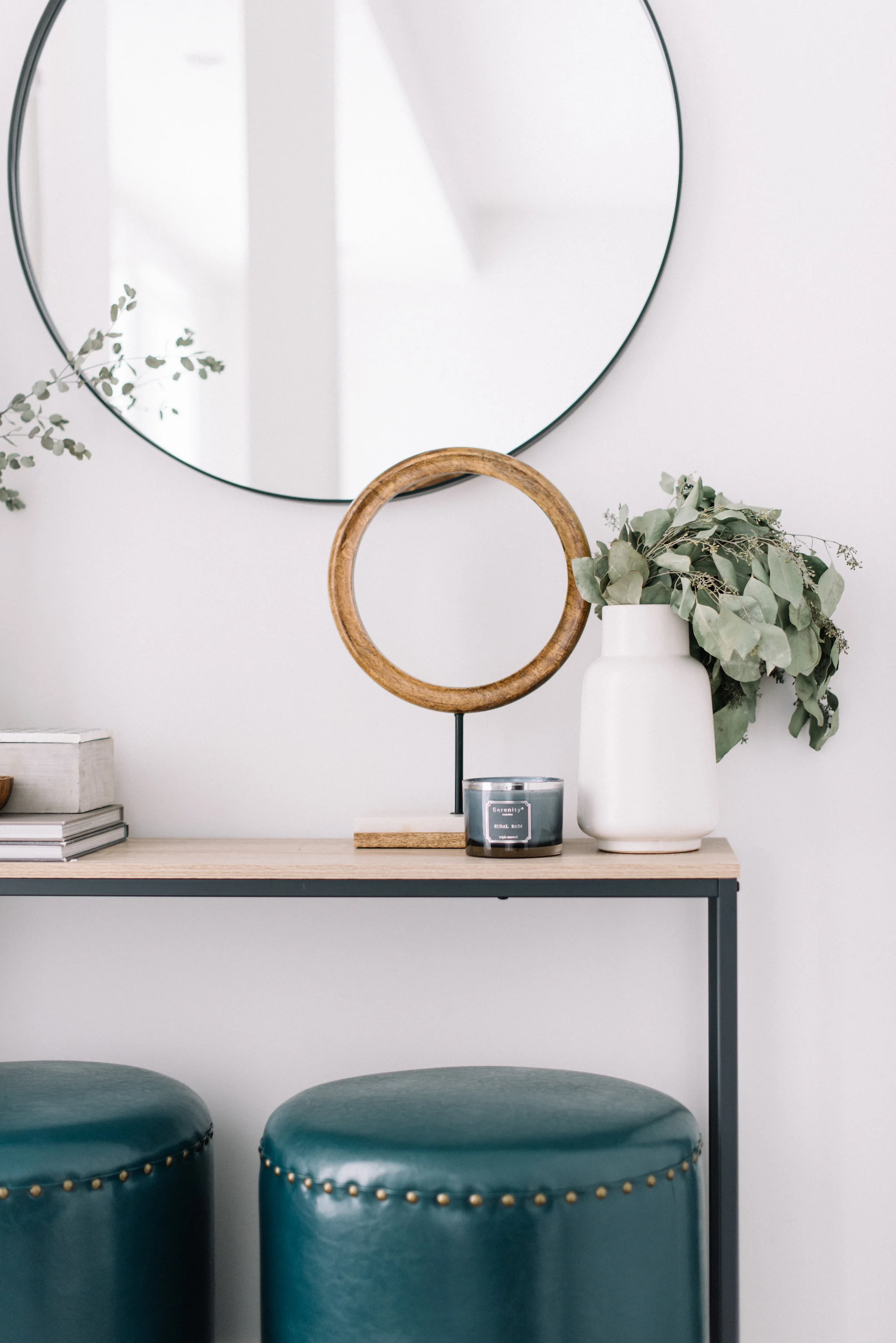 front entry with ottomans