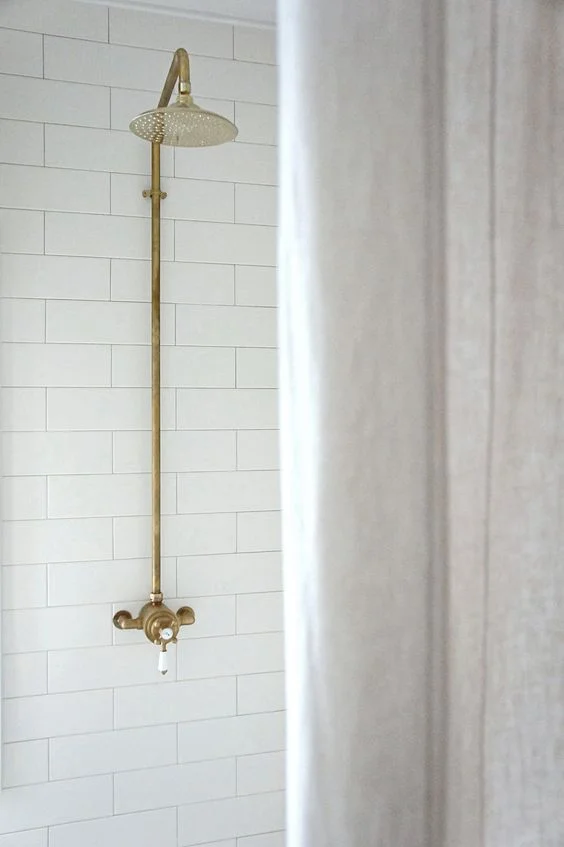 aged brass shower fixture