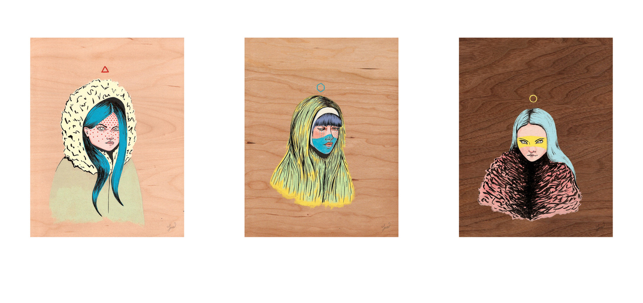 " The Hidden One " + " The Masked One " + " The Wild One " - acrylic & ink wood by Adriana Bellet