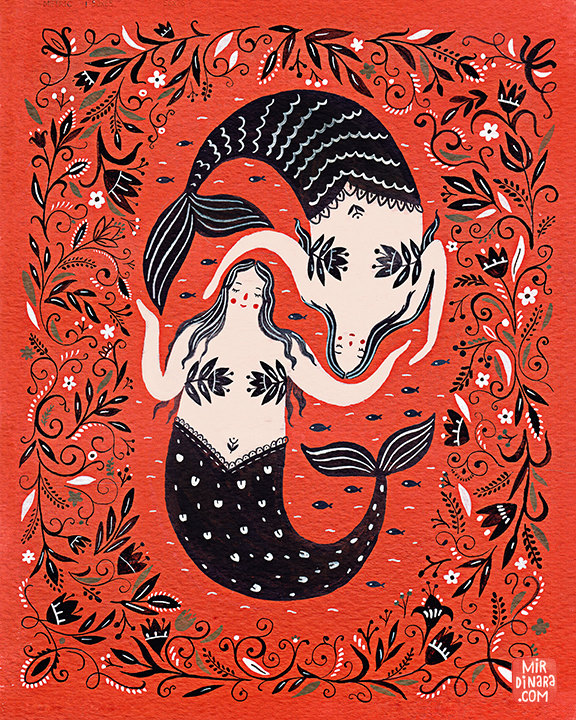 "Mermaids" art print by Dinara Mirtalipova