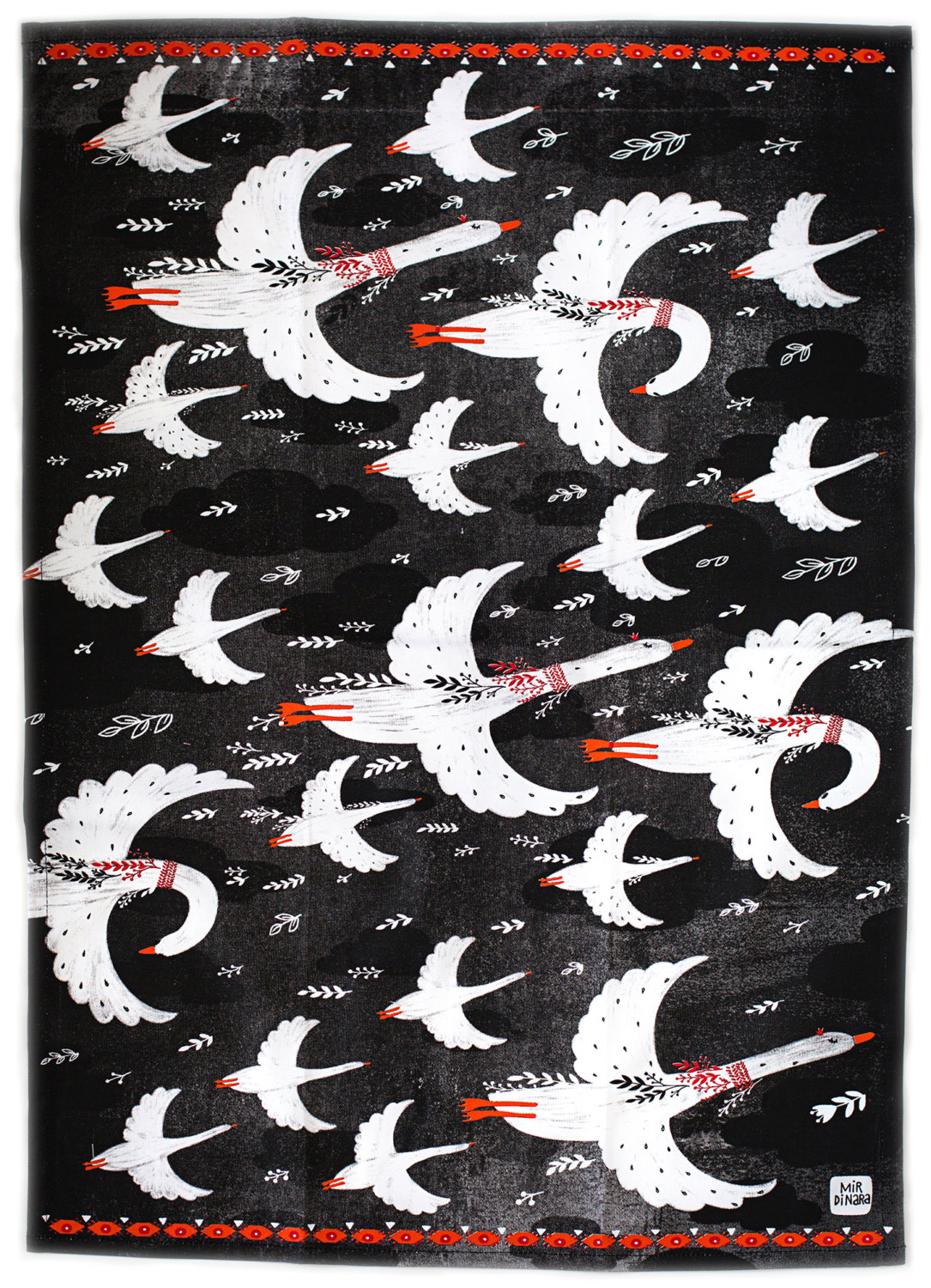 "Fly Geese" tea towel by Dinara Mirtalipova