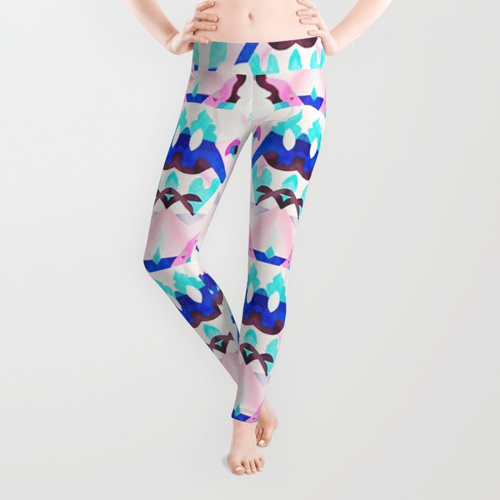"Mountain Ikat in Pink and Blue" - Leggings
