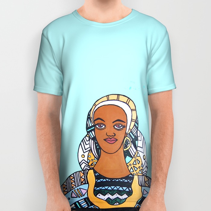 "Creole Woman in Mint" - all over tee shirt