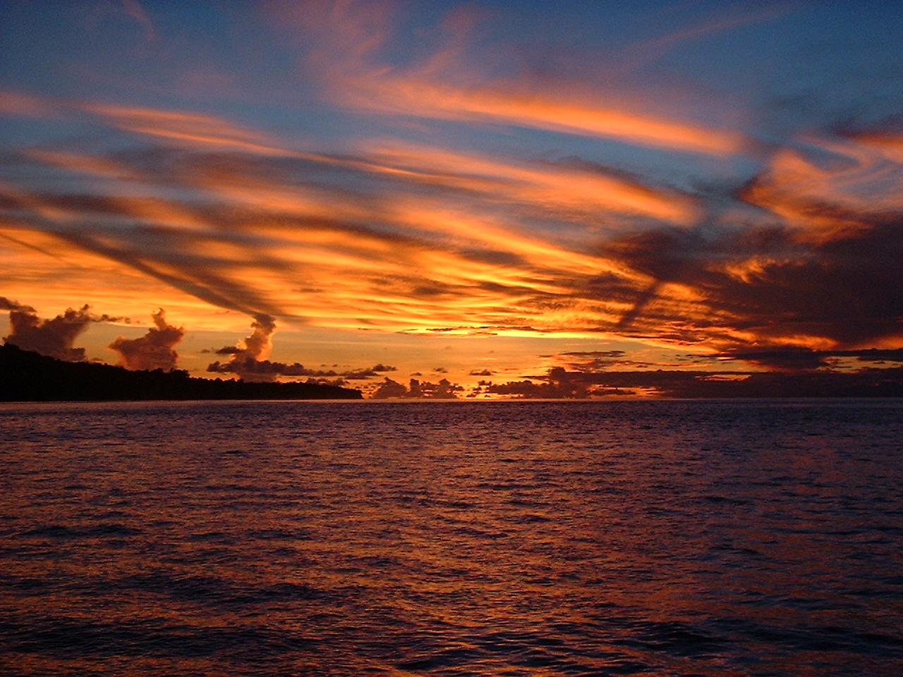 photo: Andy Bruner, shipboard sunset, Solomon Islands, 2002