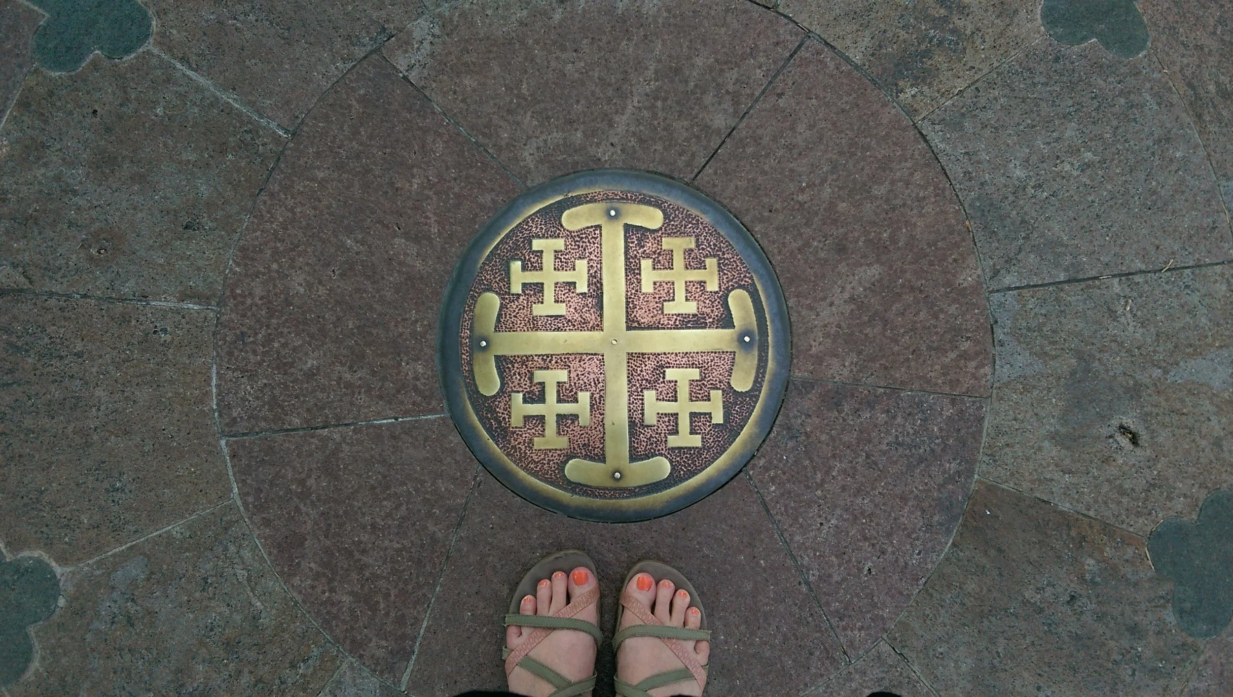 Labyrinth, Cathedral Basilica of St. Francis, Santa Fe, NM (photo: me and my cell phone)