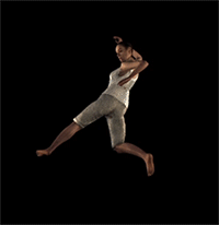 Zoe's digital double, used for the weightless stunts.
