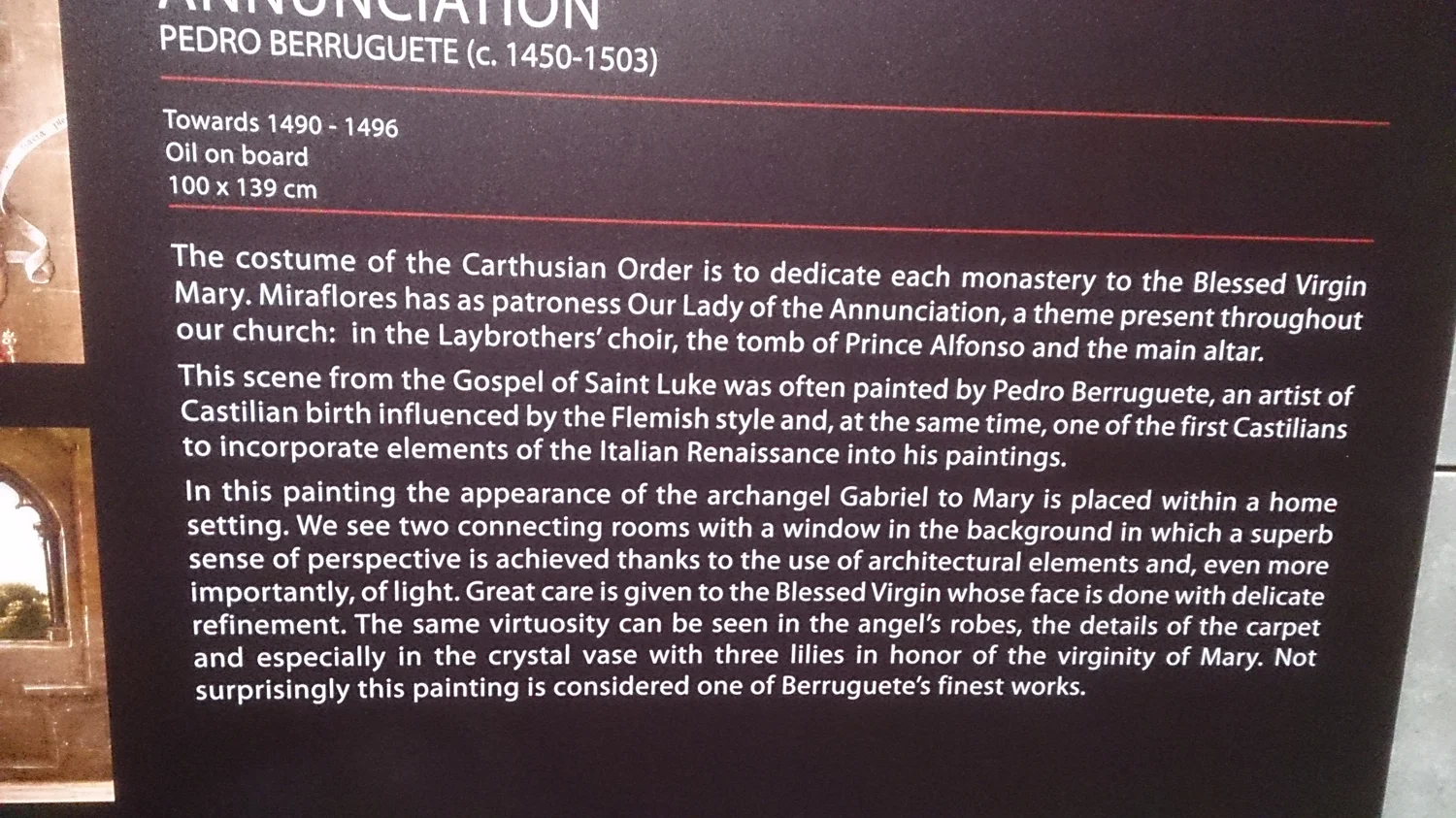 Notes about Berruguete Annunciation