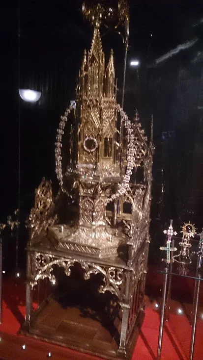 A precious monstrance, from the Barcelona cathedral,still used in Corpus Christi processions.