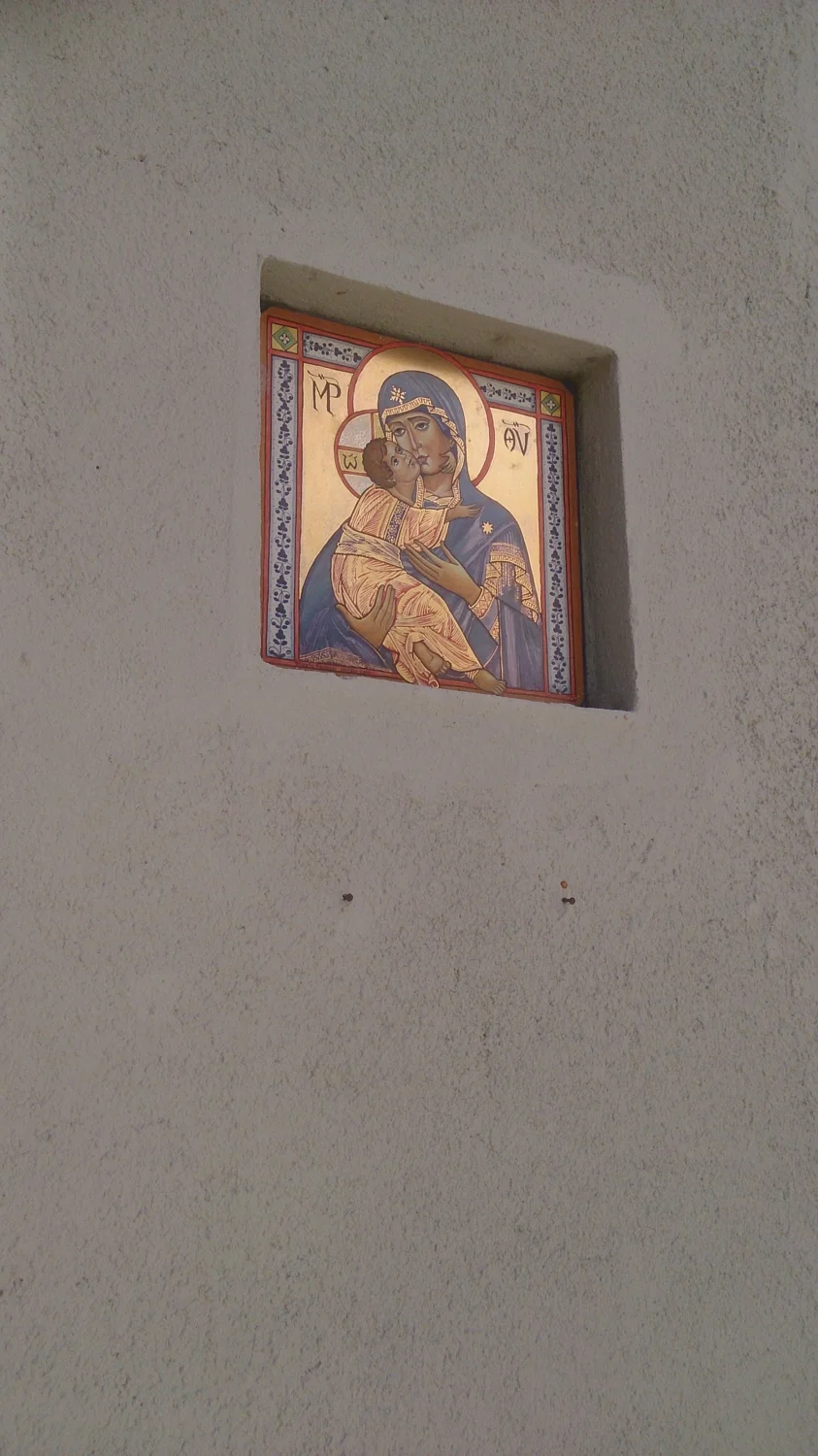 Icon of Mary on wall of a home