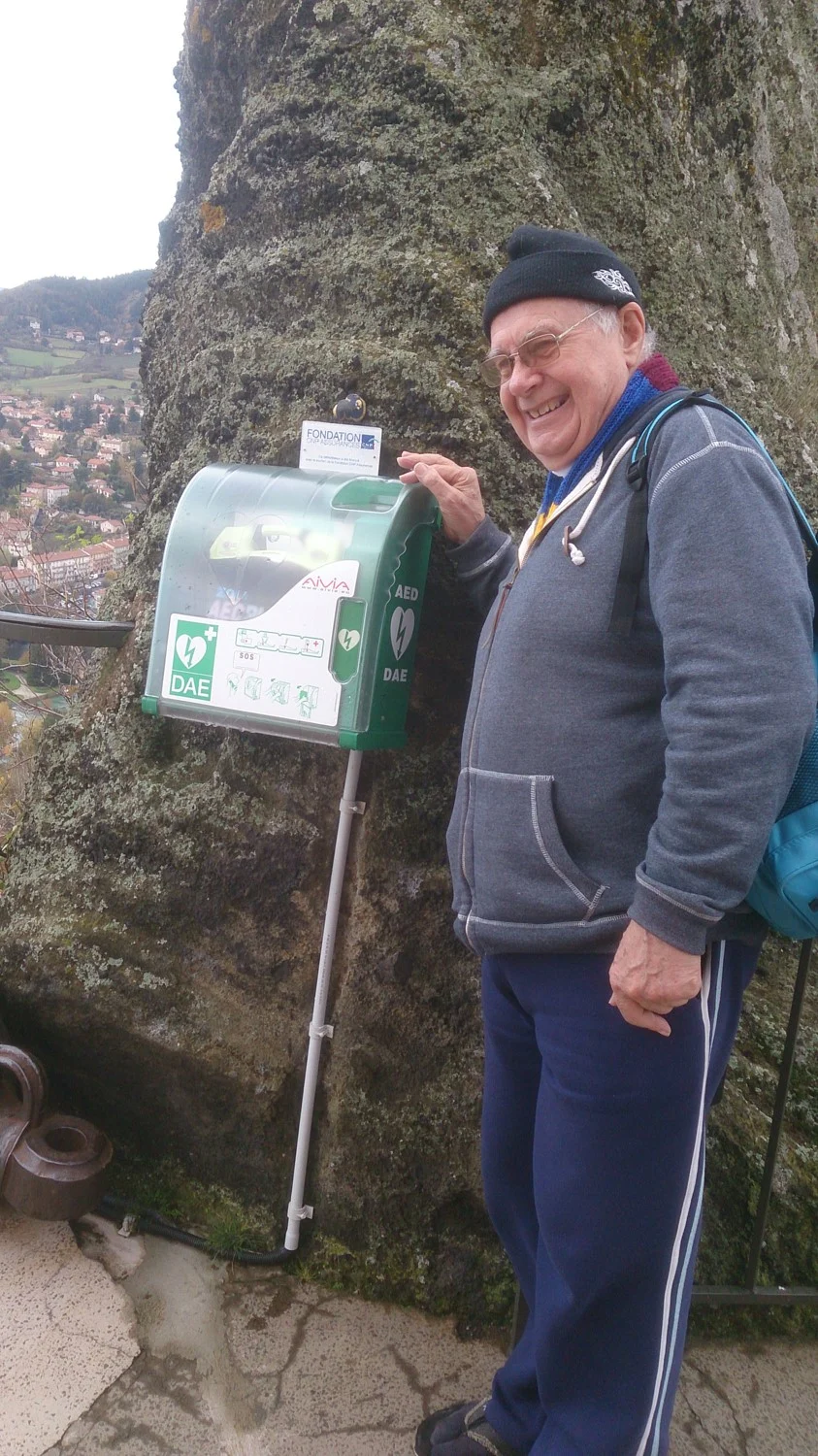 Br Chris Poppelwell didn't need to use the defibrillator at the top of the volcanic outcrop.