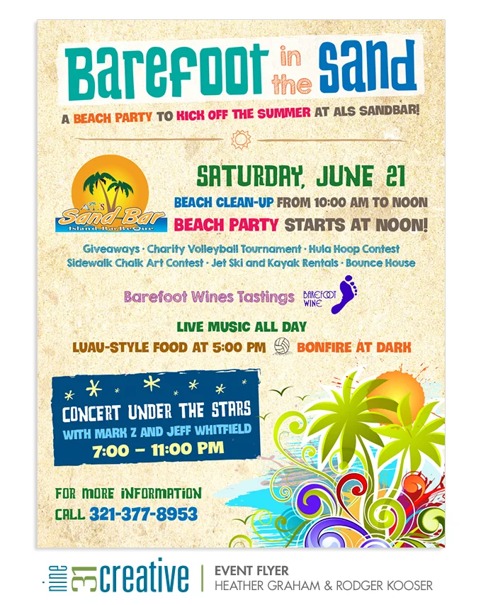 Barefoot in the Sand Event Flyer