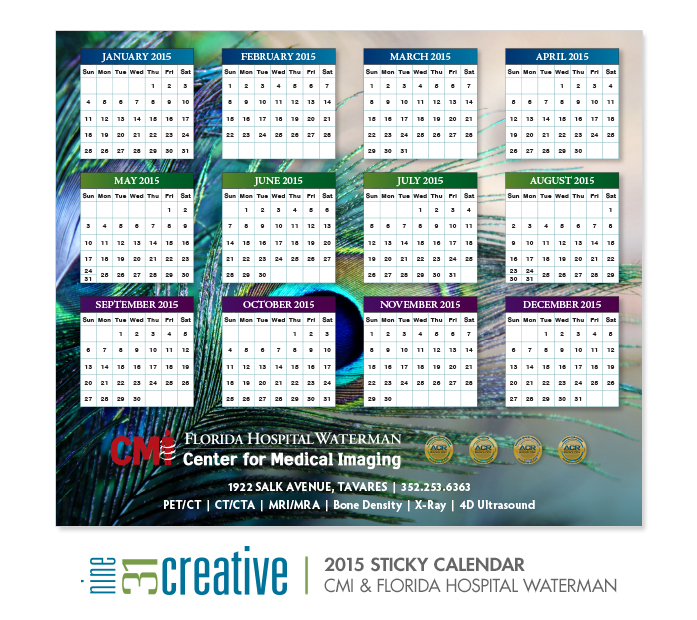 2015 Sticky Calendar - CMI & Florida Hospital Waterman