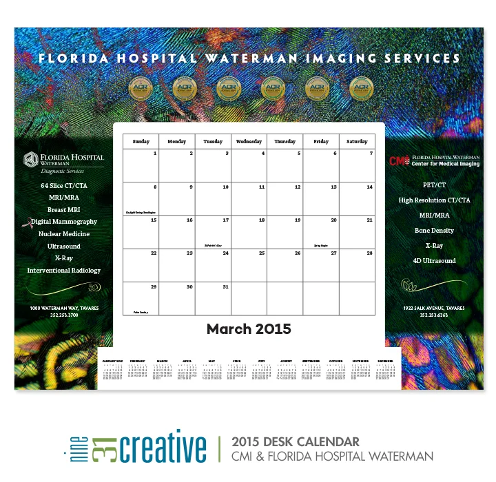 2015 Desk Calendar - CMI and Florida Hospital Waterman