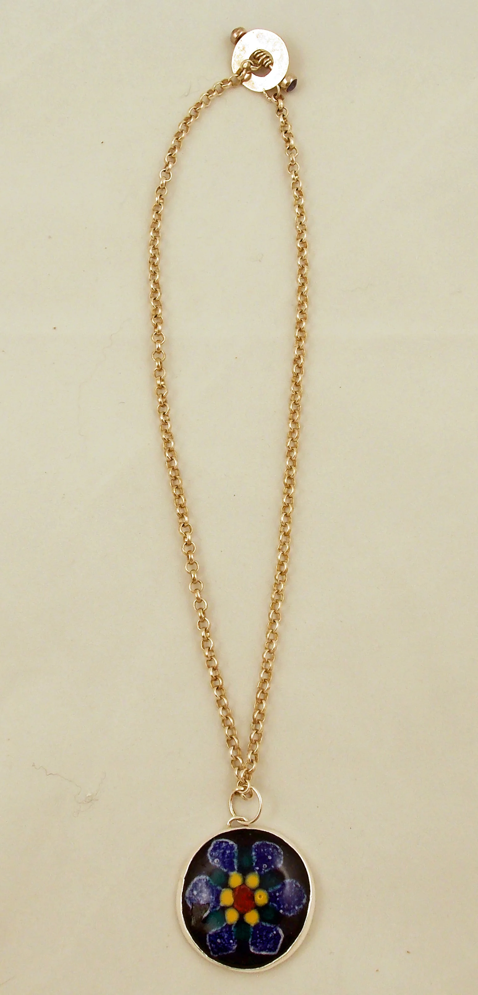 French enamel medallion necklace