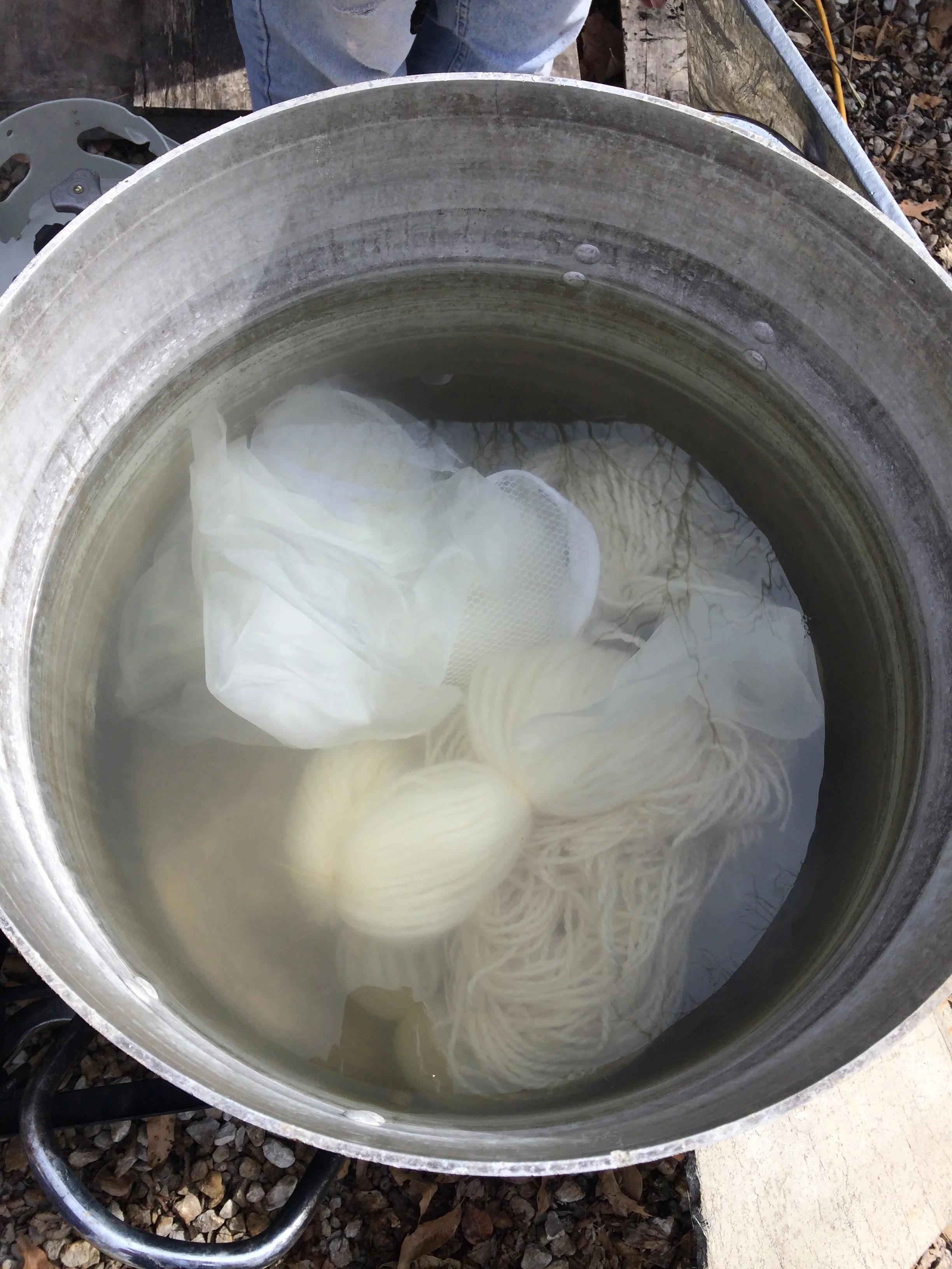 Mordanting with alum in preparation for dyeing