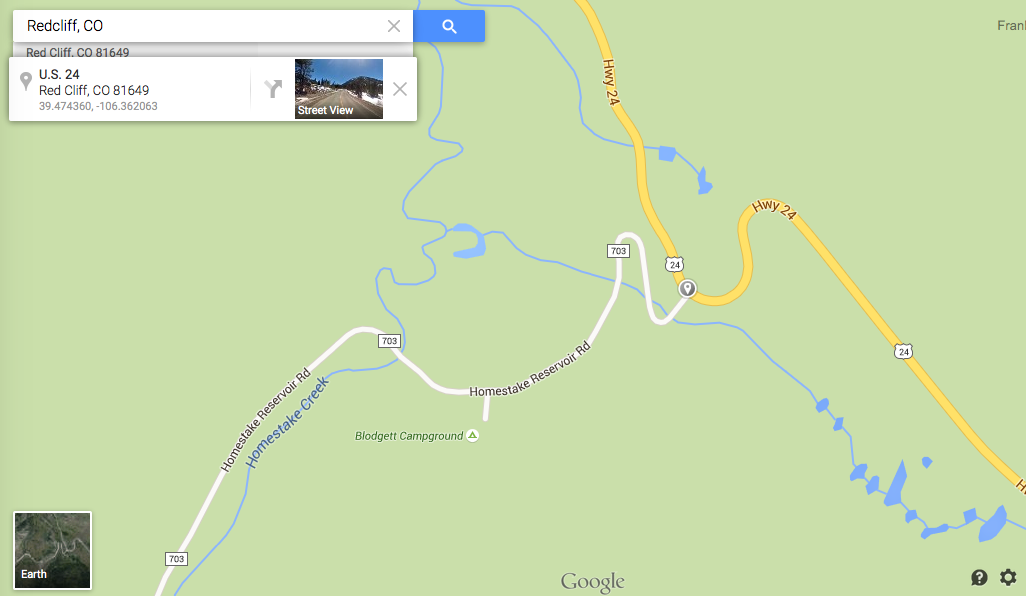 IMAGE AND MAP BY GOOGLE MAPS // TAKEN FROM GOOGLEMAPS // HOMESTAKE AREA, COLORADO