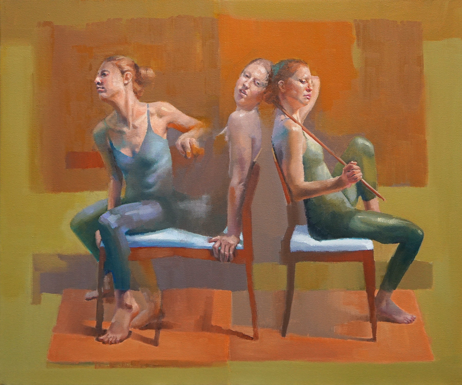 Trio in Red, 24” x 30”, oil on linen