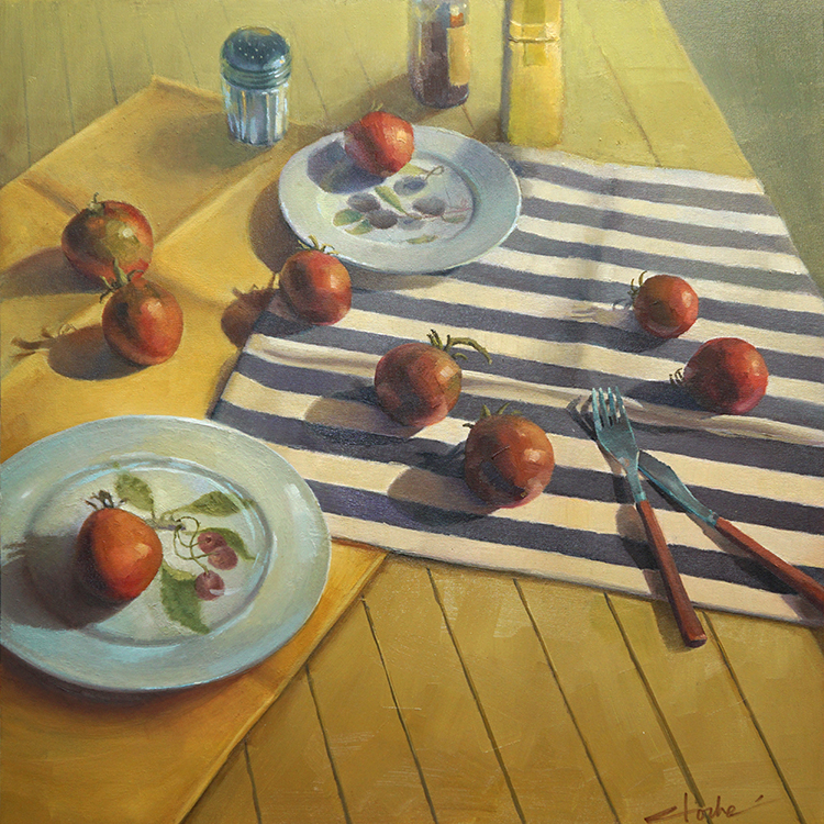 Summer Tomatoes, 24” x 24”, oil on panel