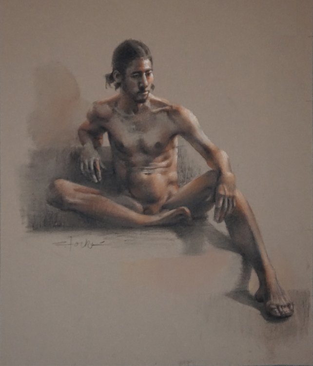 Malcolm, charcoal and sauce, 18" x 24"
