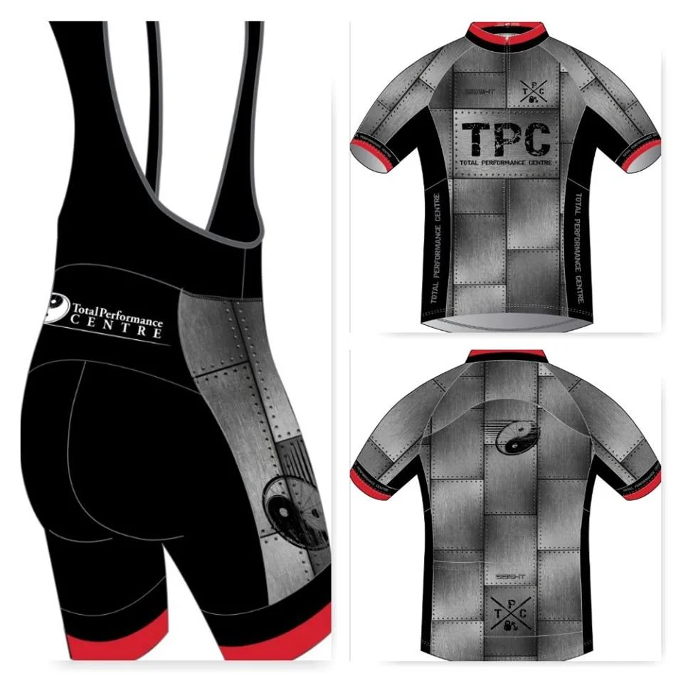 Total Performance Centre Custom Cycling Clothing. High Quality unique designed clothing that will keep you comfortable on those long days in the saddle. 