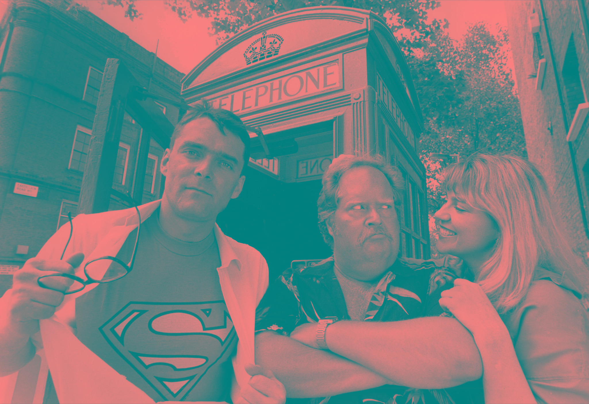Stuart Milligan (clark kent/superman), william hootkins (lex luthor) and lorelei king (lois Lane)