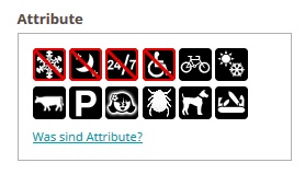 Attribute eines Caches. Screenshoot .geocaching.com