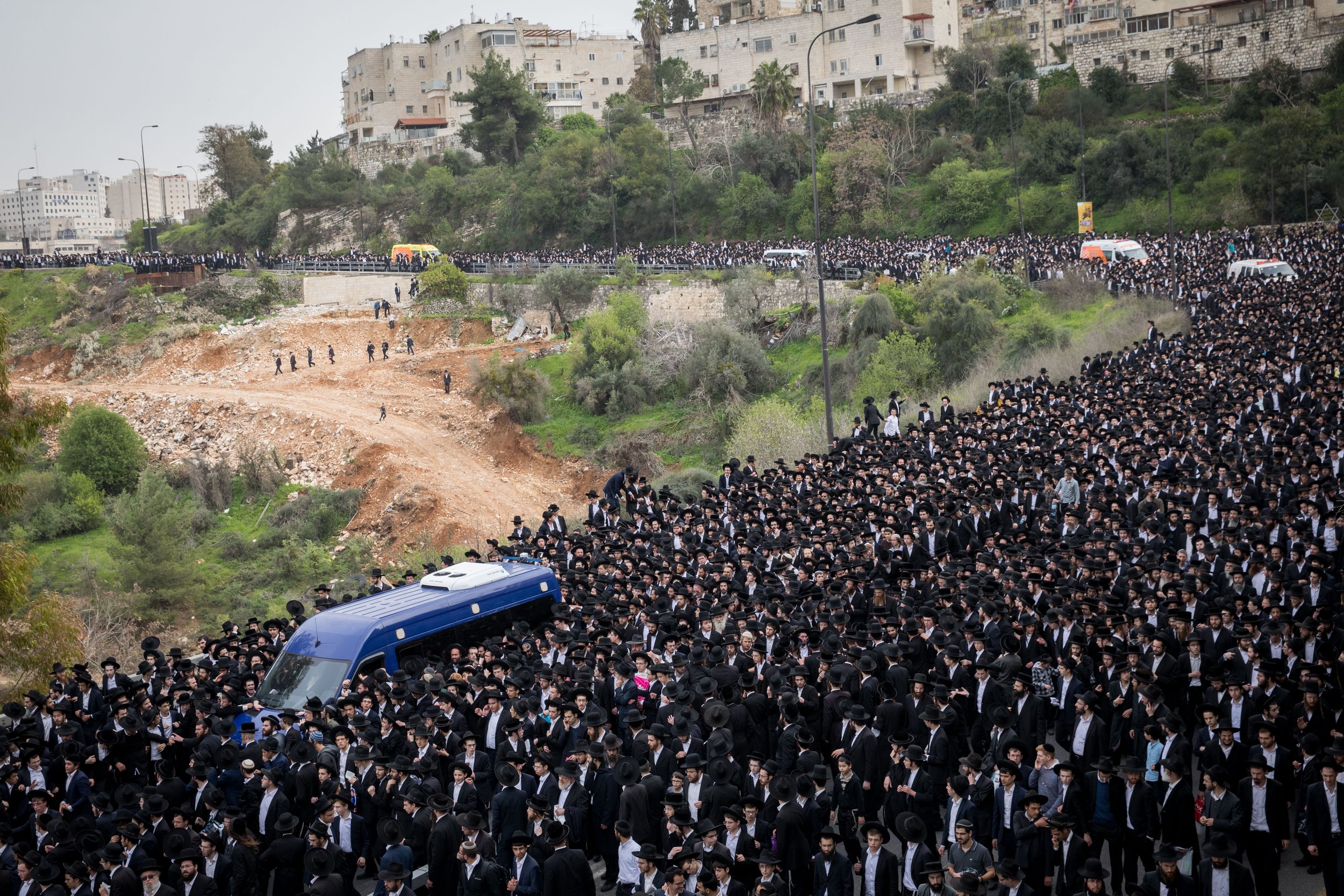  Ultra Orthodox followers of Rabbi Shmuel Auerbach attend his funeral in Jerusalem, on February 25, 2018. Rabbi Auerbach, leader of the Jerusalem Faction, passed away at the age of 86 